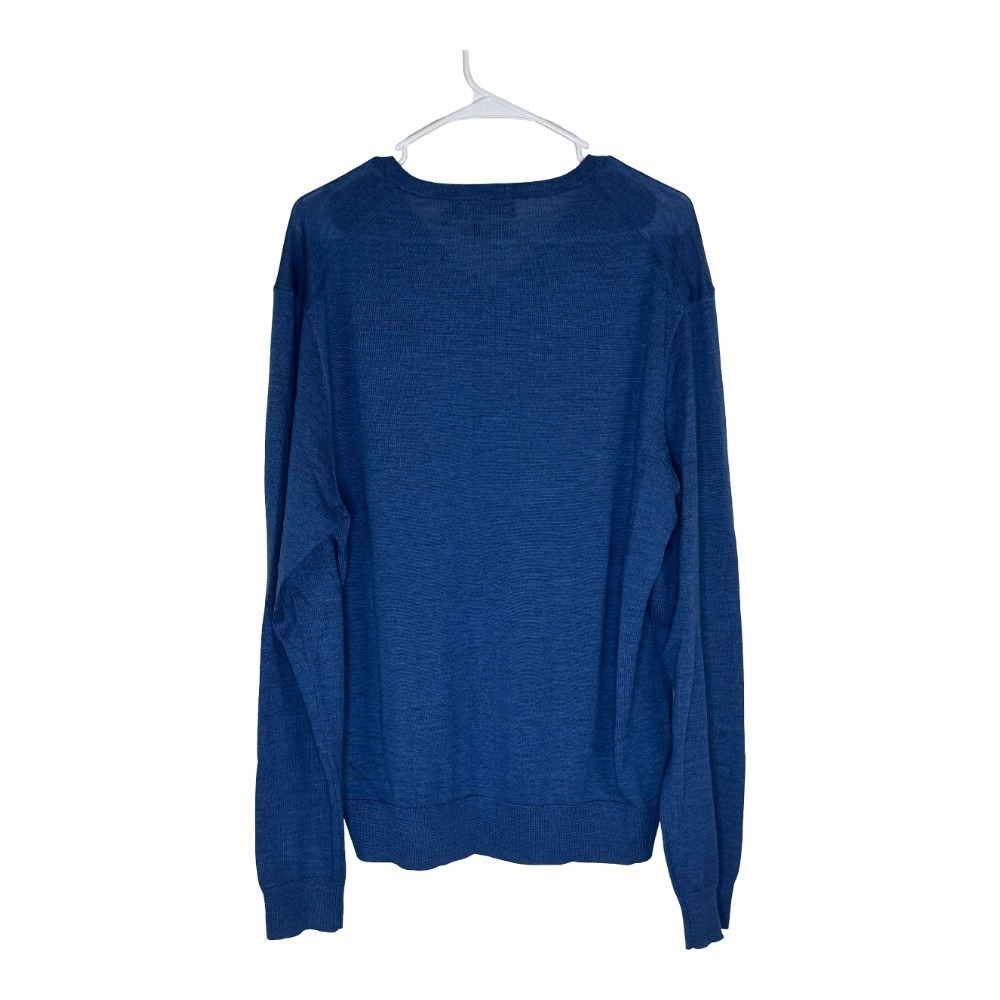 Polo Ralph Lauren Sweater Womens XL Blue Merino Wool V-Neck Custom Fit Pony Logo - Picture 2 of 10